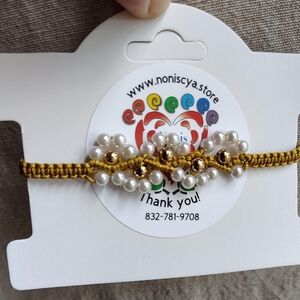 Gold and Pearl Beaded Bracelet